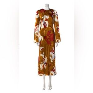 Reformation Silk Floral Long Sleeve Dress